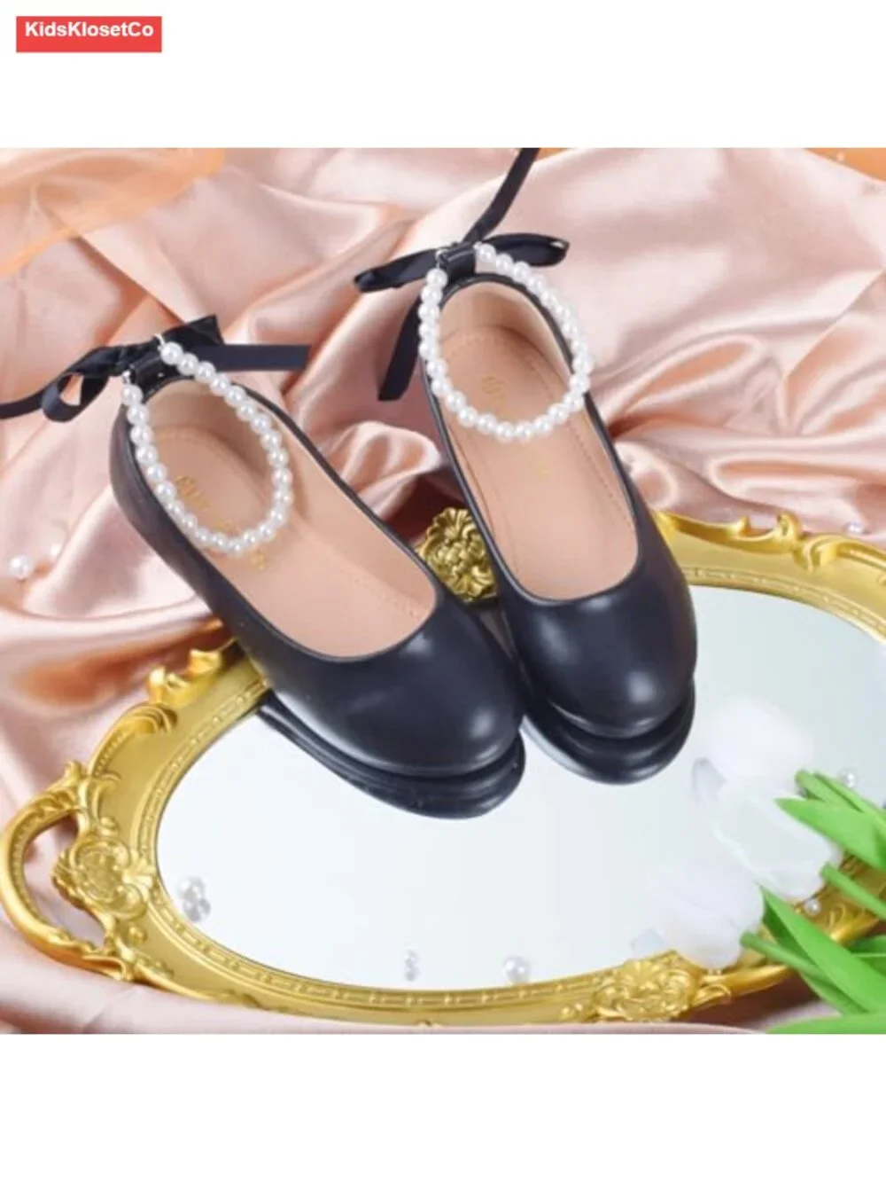 Girls Ballet Flats Glitter Mary Jane Dress Shoes with Elastic Straps